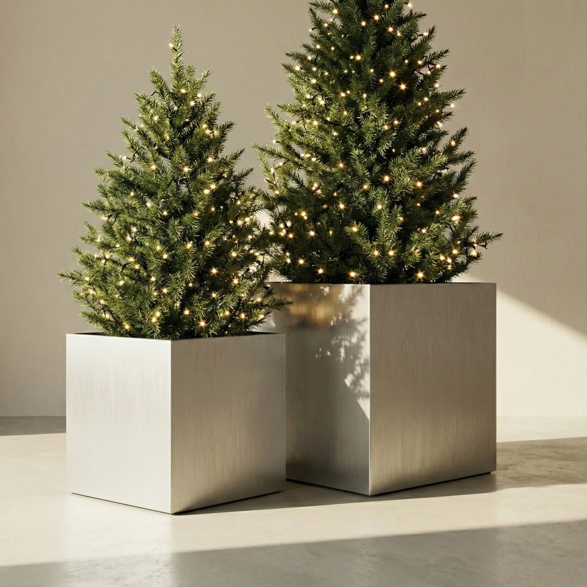 Silver Metal Planters, Silver Plant Pot. Stainless Steel, Brushed