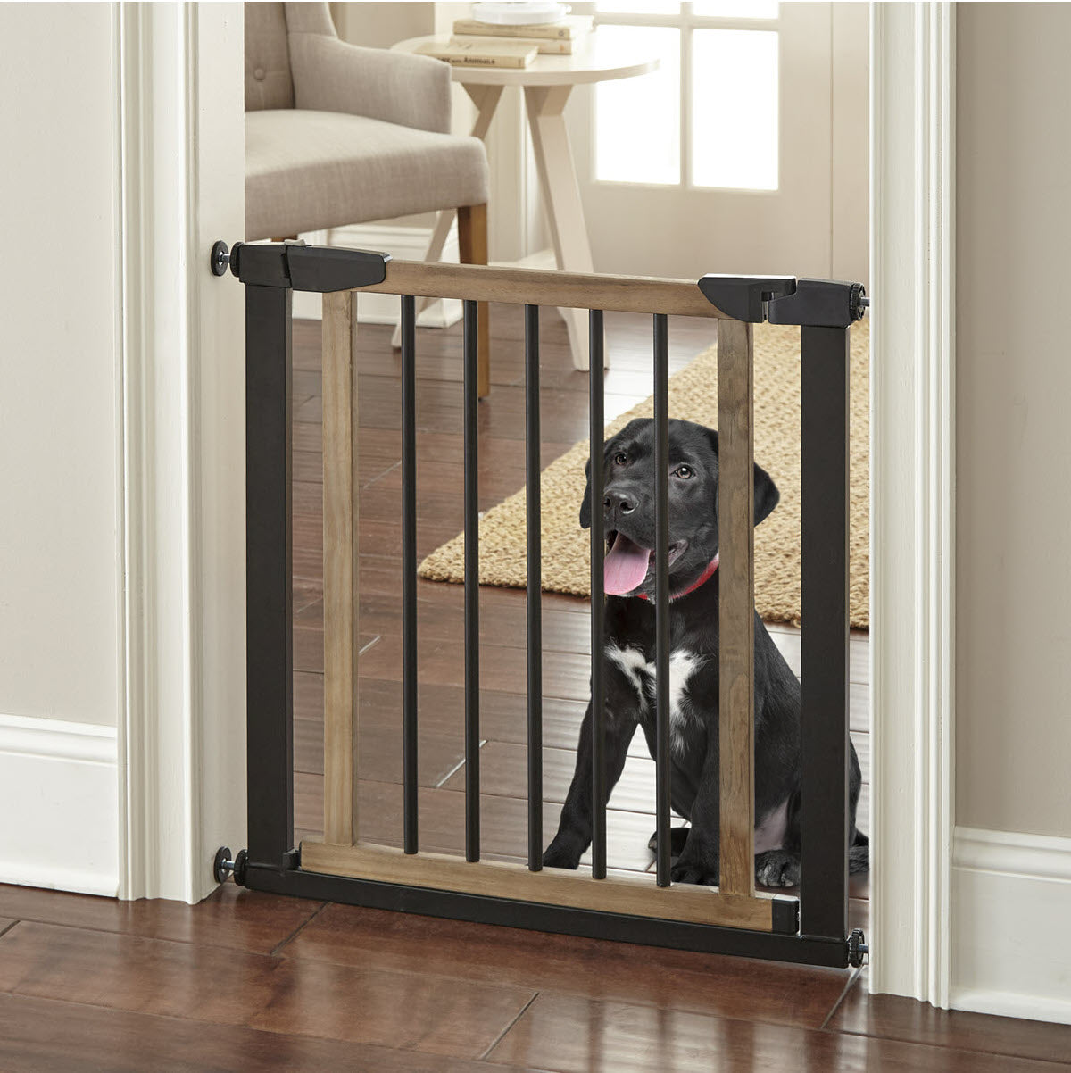 Wooden Dog Gate with Door, Puppy, Wood Pet Gate Stairs, Doorway NMN