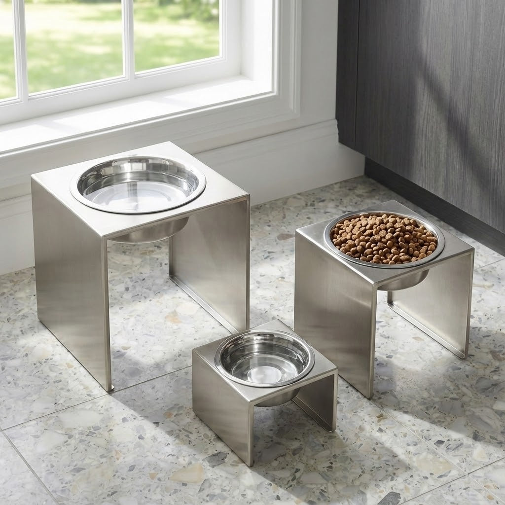 Slate Single Diner - Brushed Steel, Large 12" Ht.