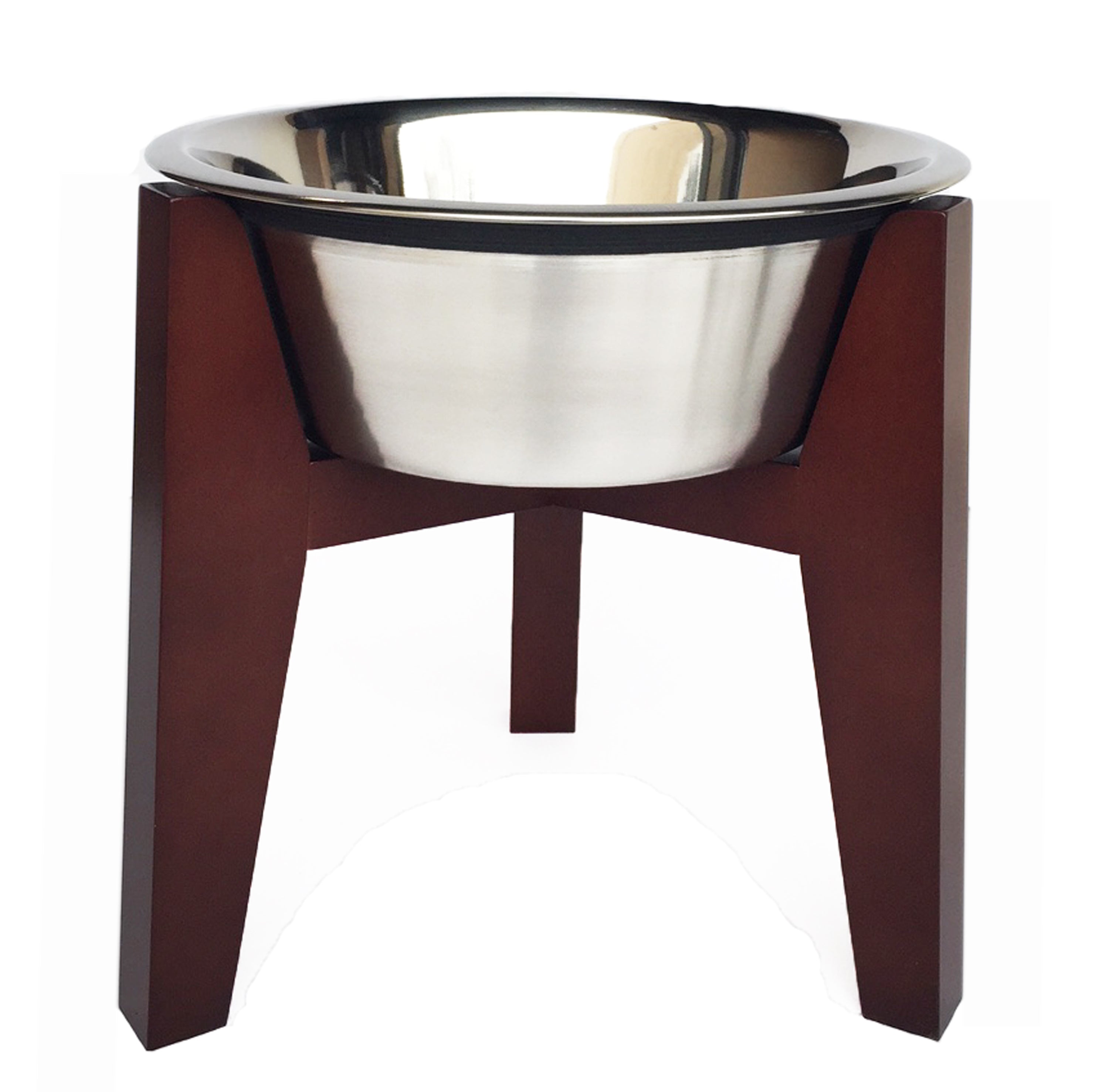 Walnut Mid Century Modern Elevated Dog Bowl Stand With Food Safe Finish and  Stainless Steel Bowls Included 