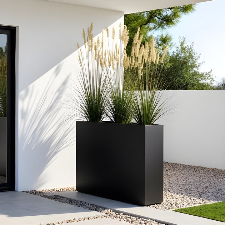 tall rectangular pots for plants Aster Span Planter / Tall Divider - Modern Fiberglass Long Block Planter /  Outdoor Divider 29" Ht. x 38" W. Outdoor / Indoor w/ Drainage