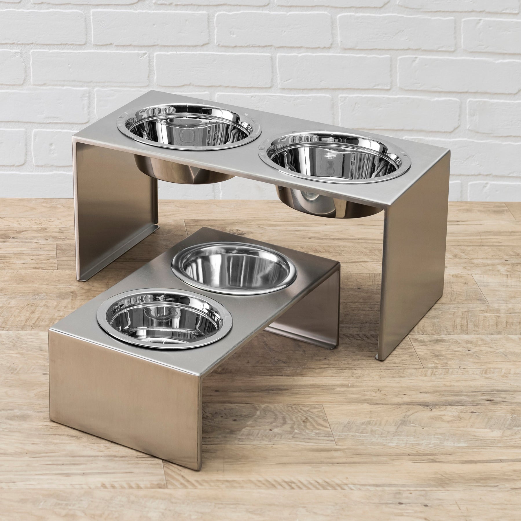 Elevated Double Stainless Steel Bowl with 5 Height Adjustable Raised Stand  Dog Bowl, Various Color – Petzo