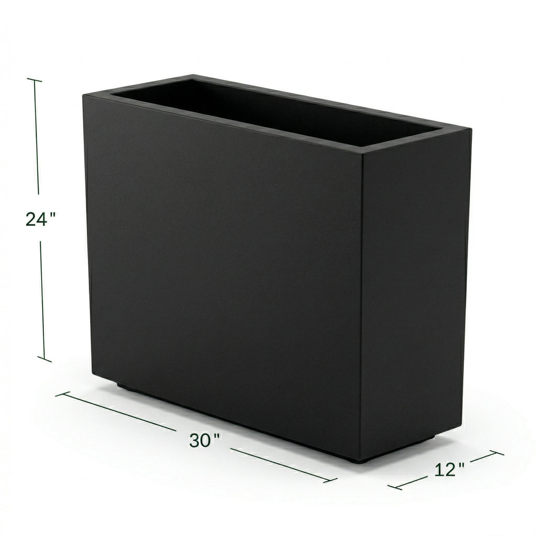 hsn modern design indoor/outdoor plastic box series planter Julian Rectangle Block Fiberglass Planter Box, 30" x 12" x 24" Trough Span  w/ Drainage - Barrier, Divider Outdoor / Indoor