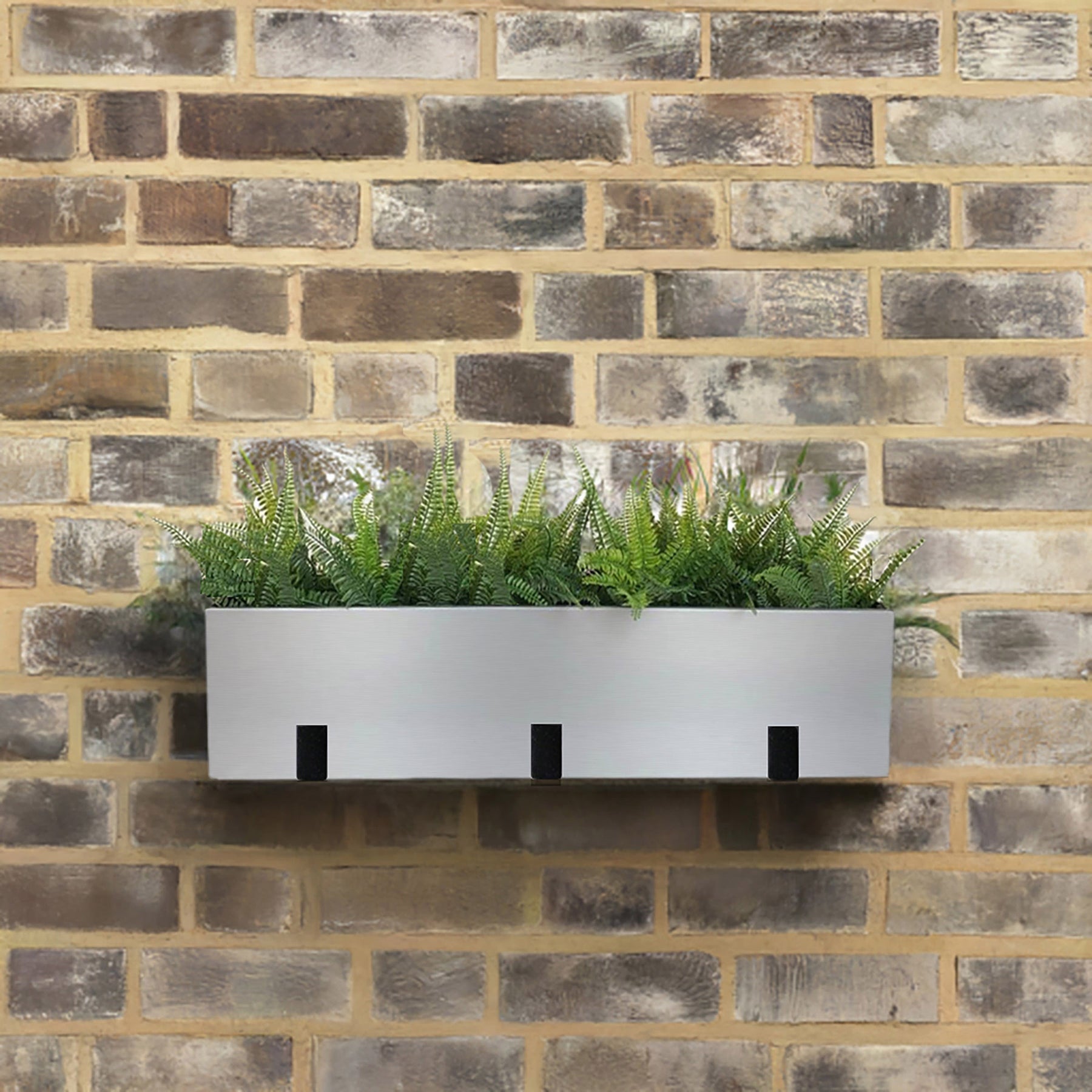 Trough Window Box Modern Silver Metal, Long Trough, Window Box Planter Box. 36