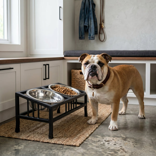 best slow feed dog bowl for english bulldogs Baron Modern Tilted Elevated Dog Bowls w/ Stand (5