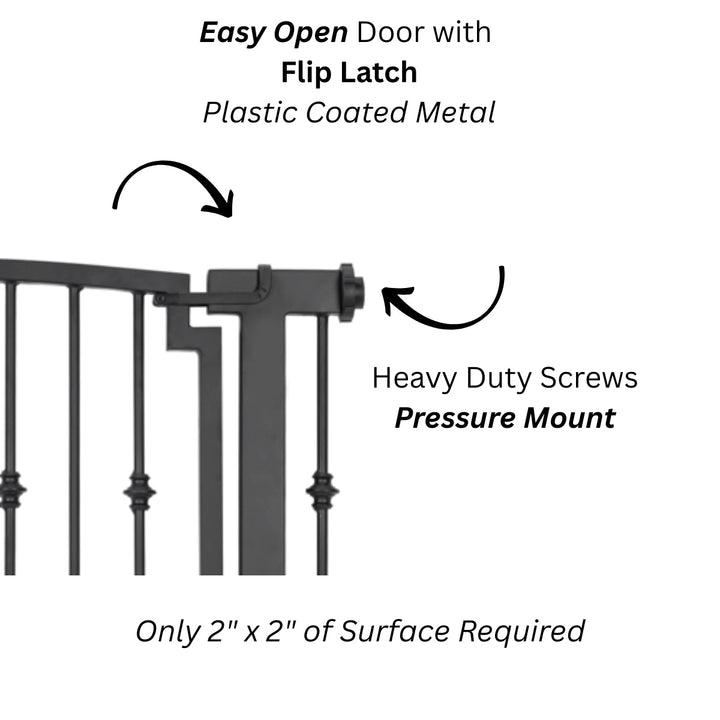Extra Wide Wrought Iron Dog Gate w/ Door (59.5