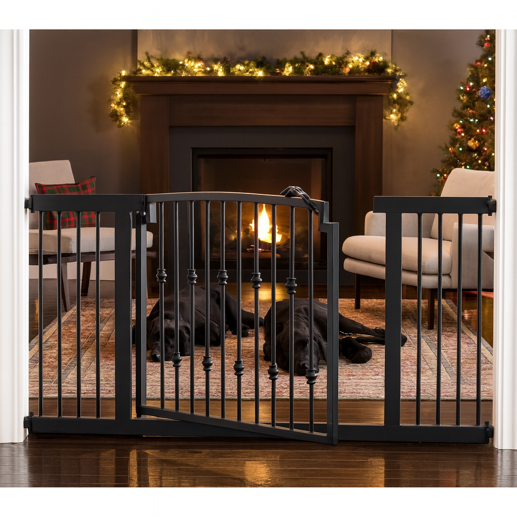 No Bottom Bar Baby Gate For Stairs, 34-55\" Adjustable Baby Gate With Large Walk Thru Door, Mesh Dog Gate Indoor/Outdoor, Dual Openings Child Safety Gate For Doorways, White