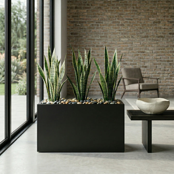 Julian Rectangle Block Fiberglass Planter Box, 30