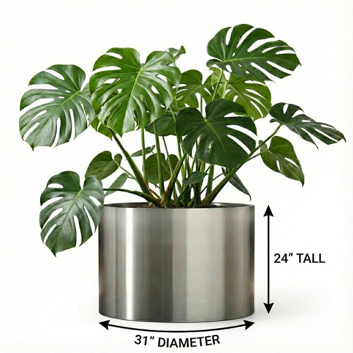 24 inch diameter planter pots Extra Large Stainless Steel Metal Planter Pot. 31