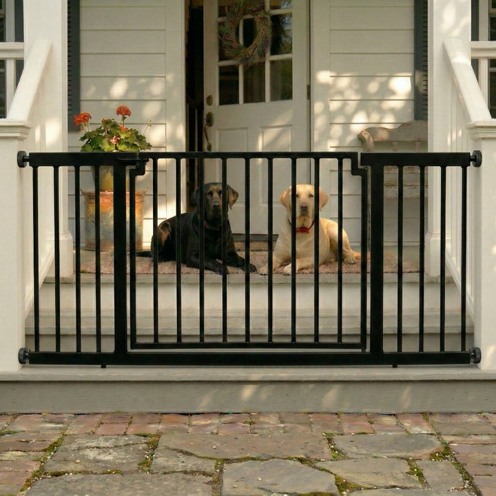Libro Outdoor Extra Wide Metal Dog Gate w/ Door for Deck (59.5