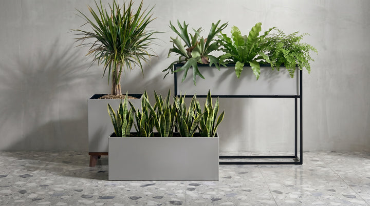 oblong indoor plant pots Madeira Rectangle Planter with Base