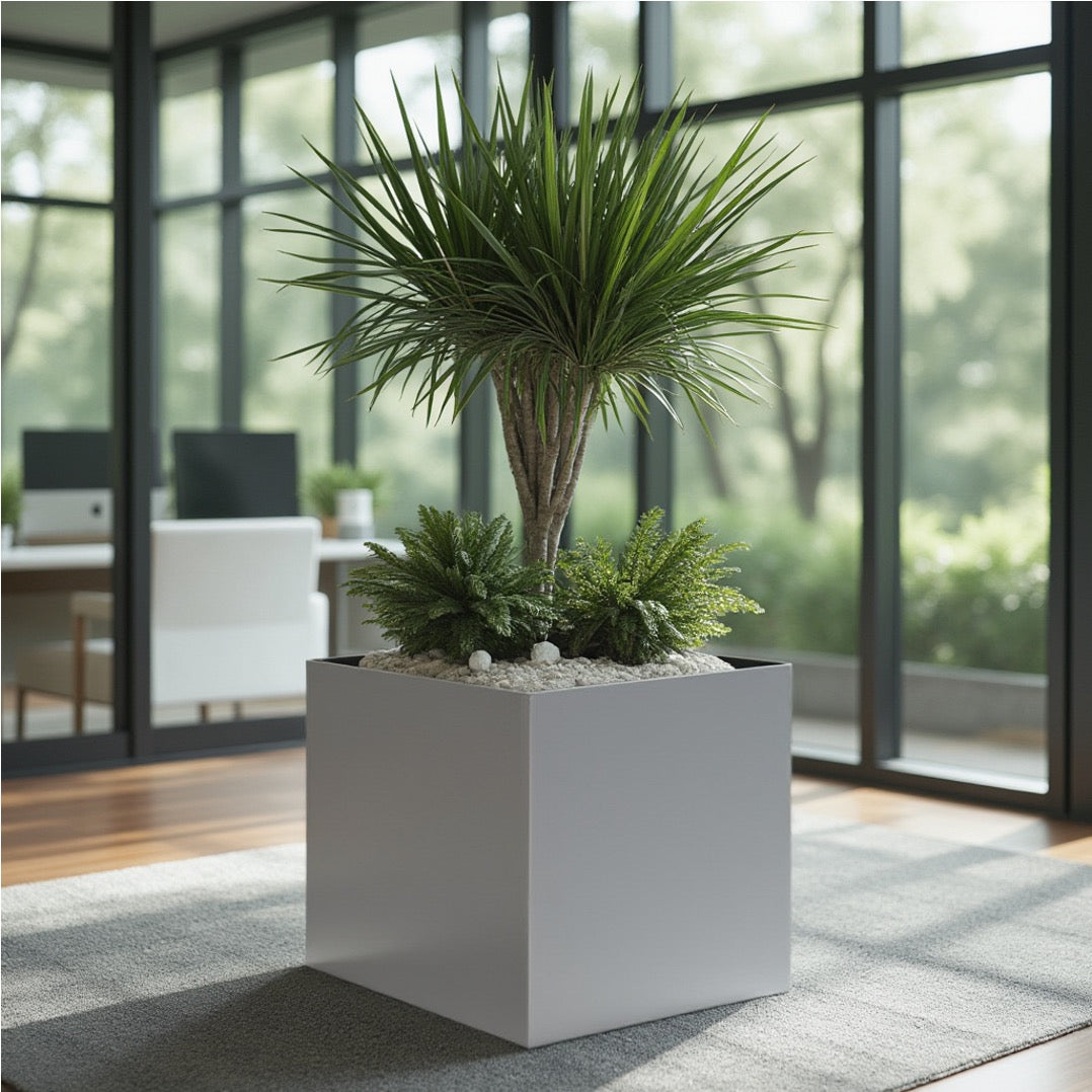 Large Aluminum Square Planter Box. Madeira Cube 16