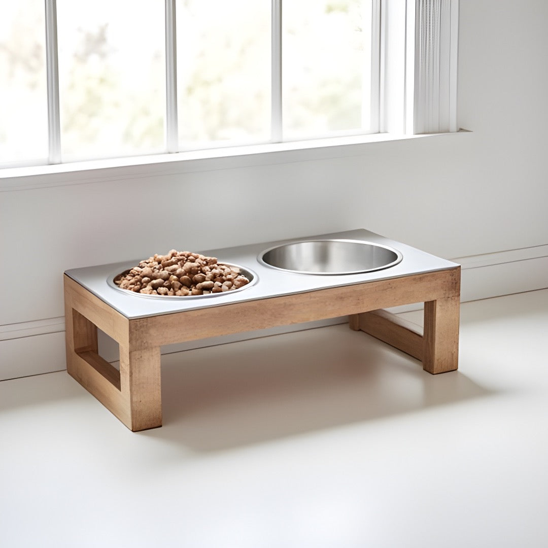 Pets Stop Indus Double Diner Feeder Natural, Small
