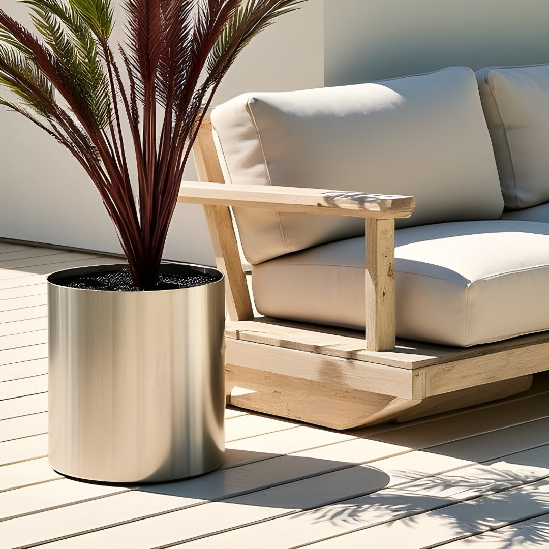 12 inch tall plant pot Quincy Stainless Steel Pot Planter Size: 18" H x 18" W x 18" D, Color: Silver