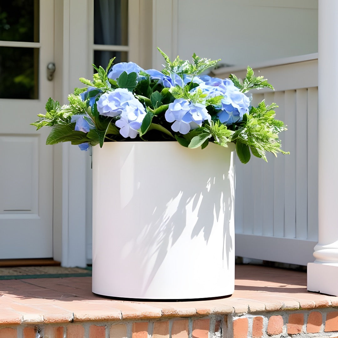 Stainless Steel Pot Planter Color: White, Size: 18