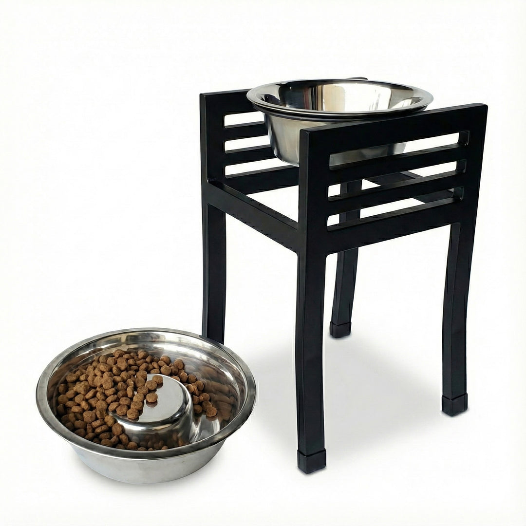 Moretti XL 18" for Large Breed, Designer Elevated Single Dog Bowl w/ Stand,  Raised Stainless Steel Dog Water Bowl, Slow Feed Bowl | NMN Designs