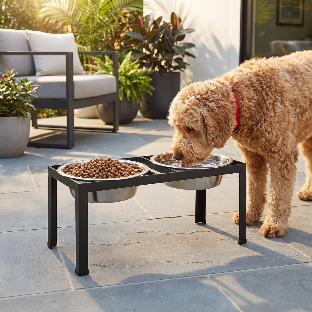 Pilsen - Modern Outdoor Raised Dog Bowls w/ Iron Stand (S -/ L