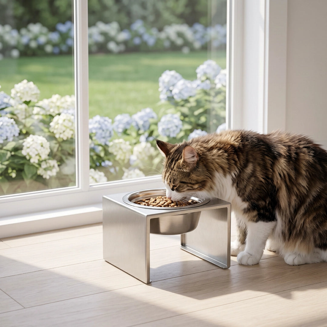 Modern Elevated Stainless Steel (304) Single Dog Bowl w/ Stand (5