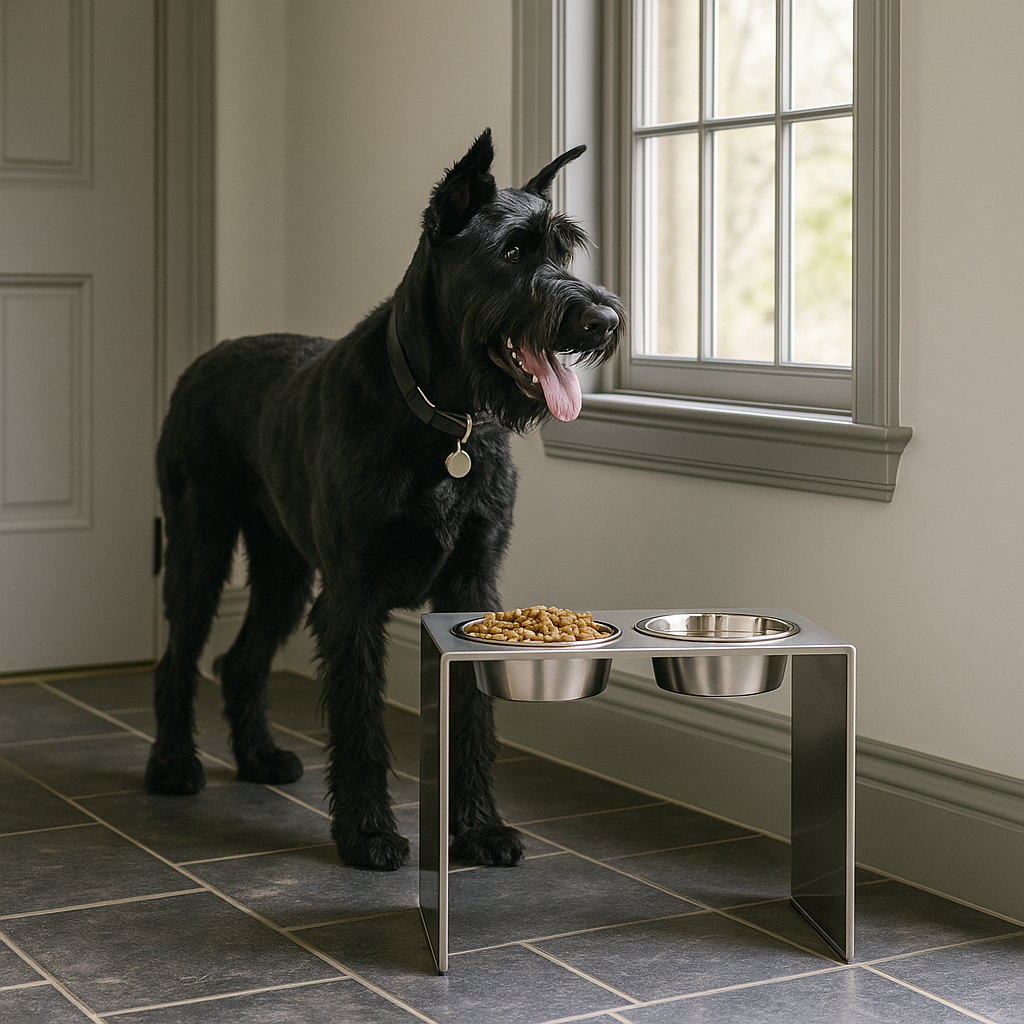 Large Dog - Modern Stainless Steel (304) Elevated Dog Bowl w/ 18