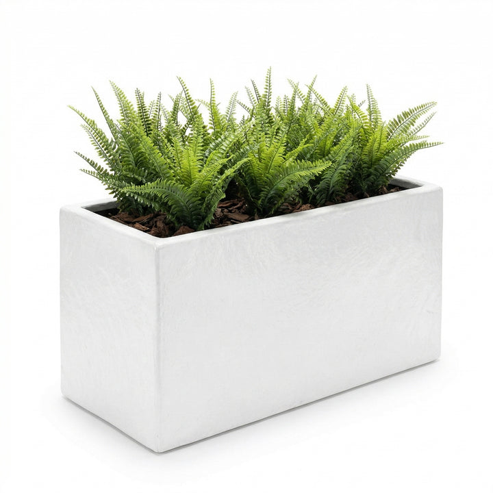 Modern Faux Concrete Planter Box, Large Rectangular Fiberglass Trough Span  Long Block Planter, Fake Stone w/ Drainage | Thomas by NMN Designs