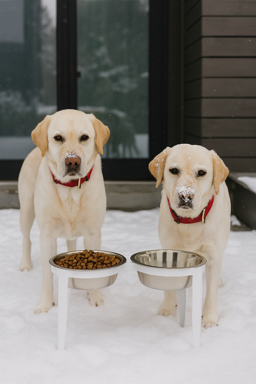 Pets Stop Vision Indoor/Outdoor Double Diner Pet Bowl Set White Large