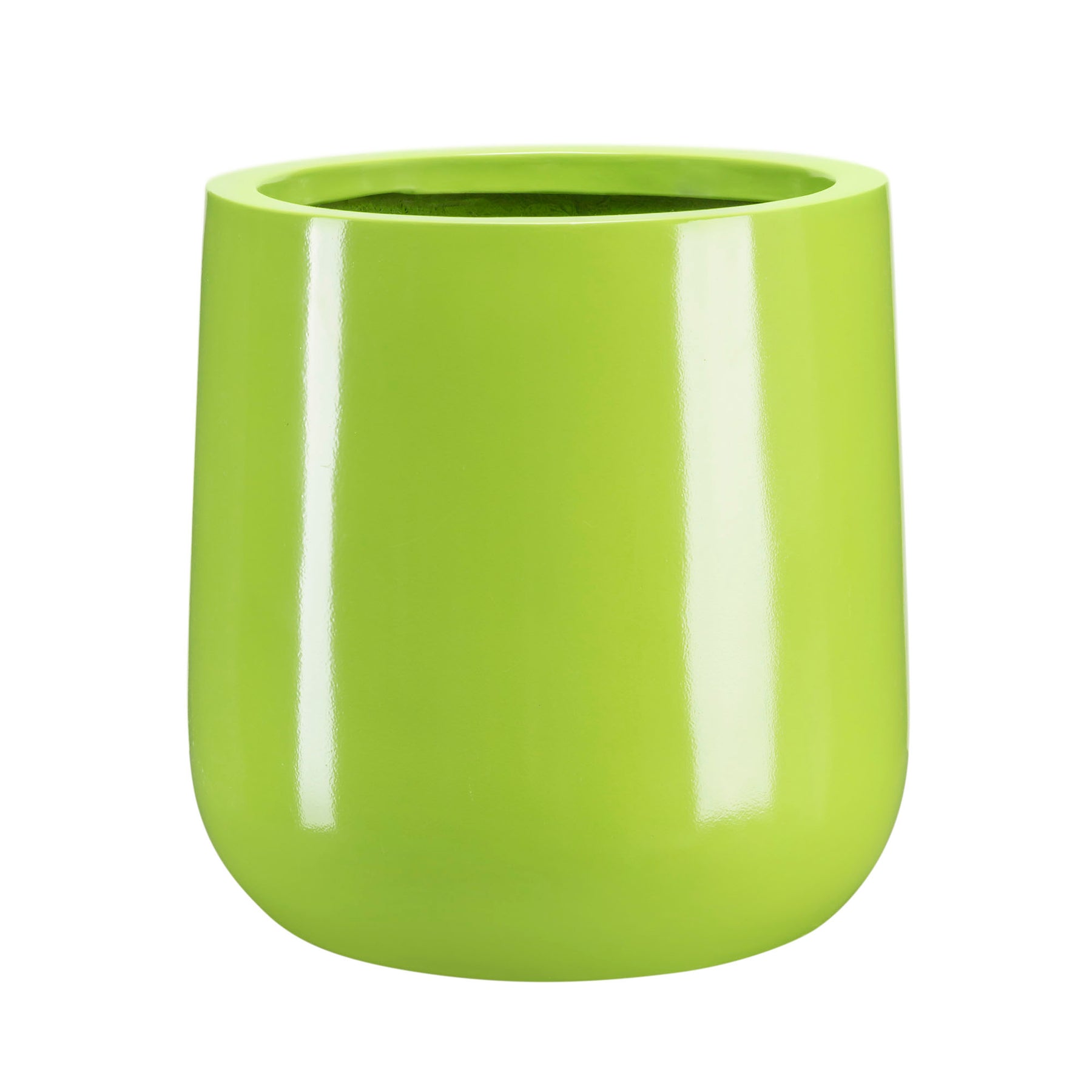 lime green ceramic plant pots Ainslie. Glossy Fiberglass Round Plant Pot with Stand. 18" Tall, 23.5" Tall