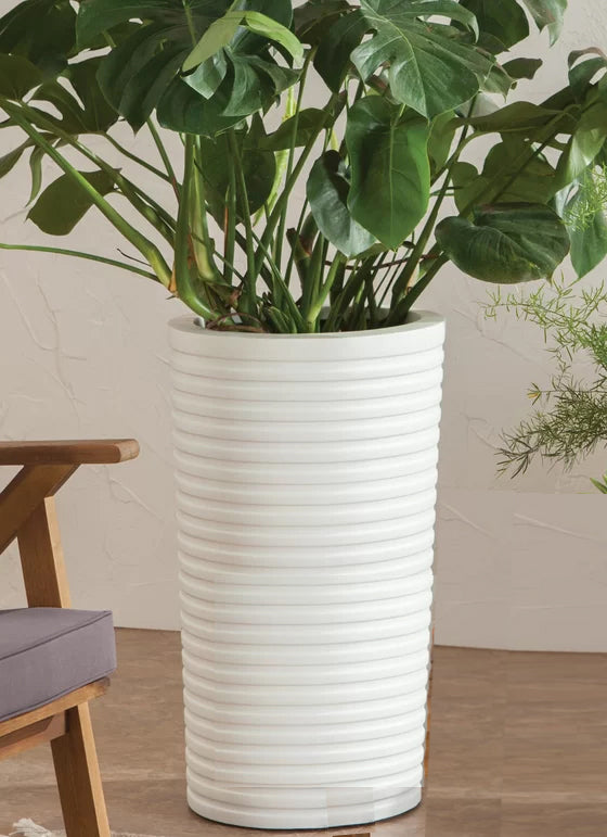 big white plant pot Sunscape Carmen Fiberglass Planter, White