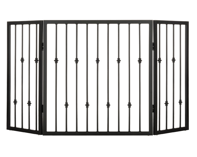 Stylish Freestanding Indoor Dog Gate Barrier. 36 56 Wide. Black Iron Metal Free Standing Folding Indoor Pet Gate. Emperor Rings by NMN Designs