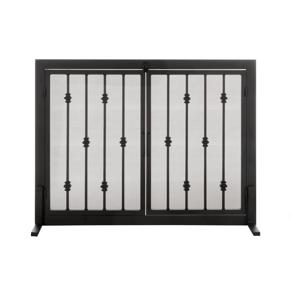 UniFlame Black Wrought Iron 41 In. W Curved Single-Panel Steel Frame Fireplace Screen S-1042 - The Home Depot - View #5
