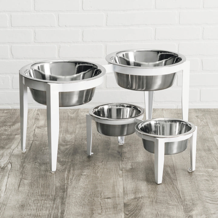 8" Tall, Modern Elevated Dog Bowl Stand Set, Medium Size Dog. Raised Food,  Water Feeding Station. NMN Designs, Pets Stop  Tagged "Black"