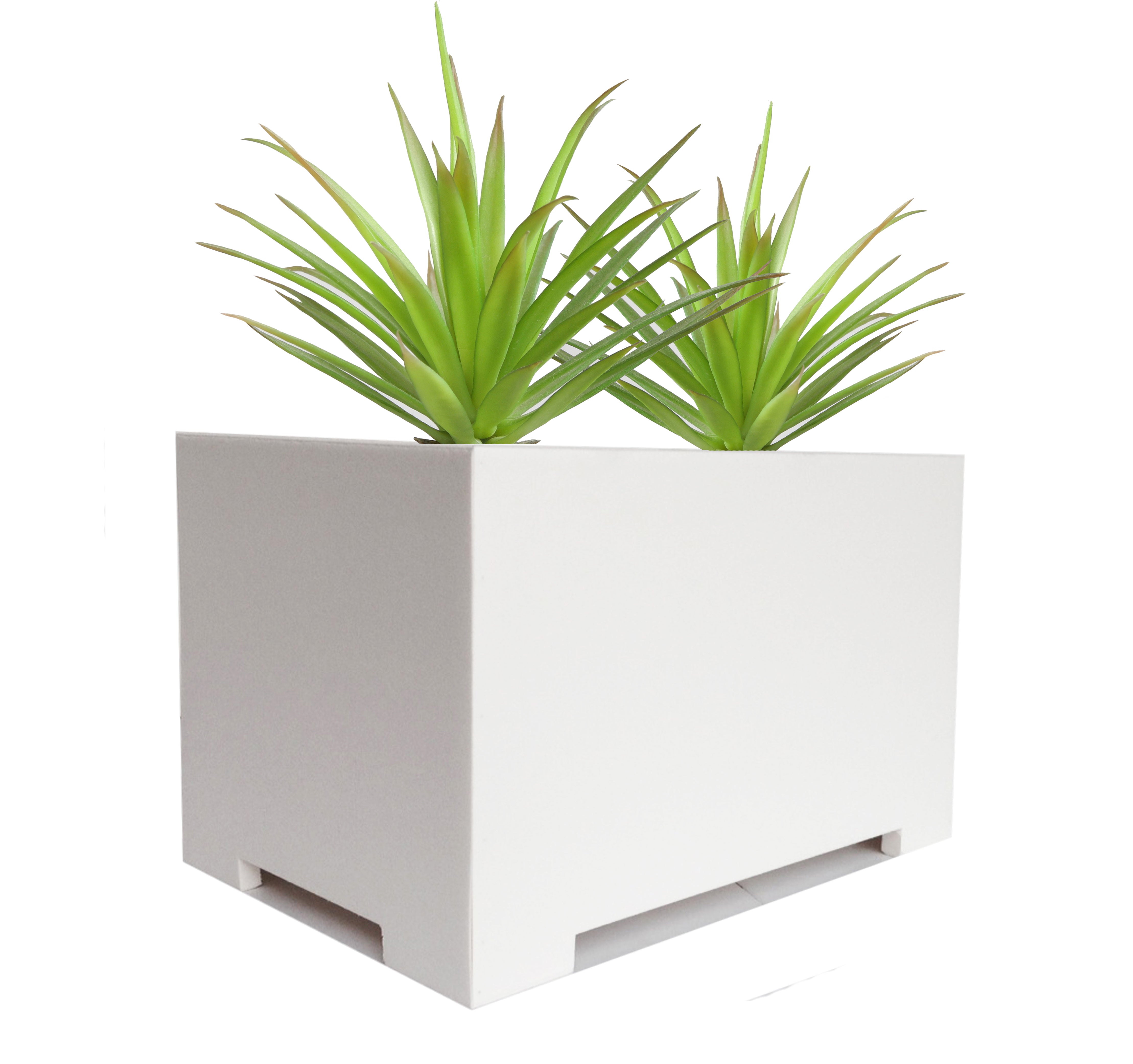 Alora White Rectangular Planter Box for Outside. Fiberglass, 13