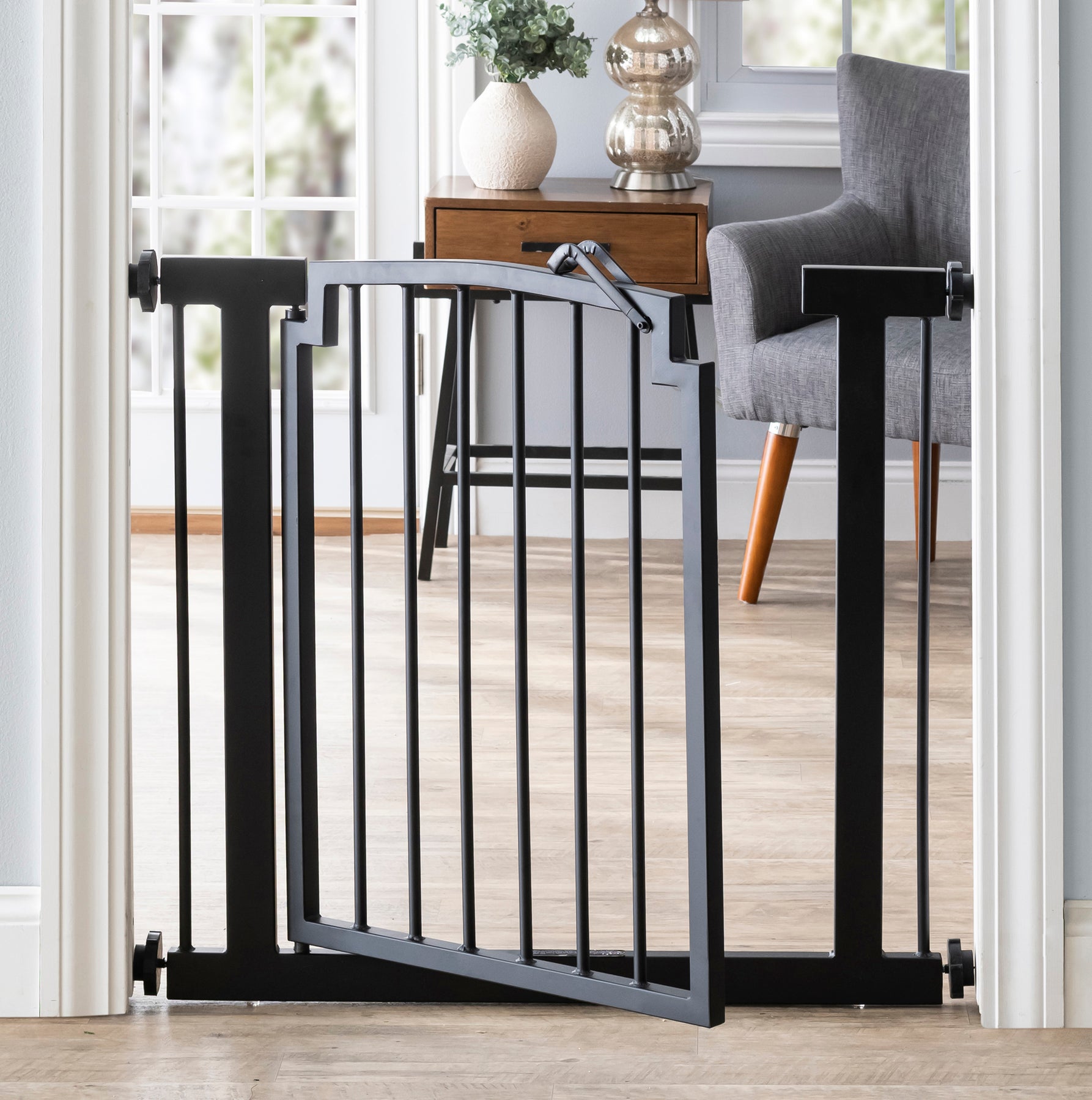 Harper. Strong Dog Gate w/ Walk Thru Door For Stairs, Indoor 28